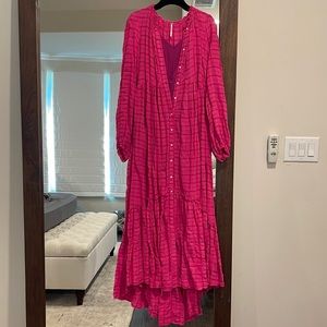 Free People Pink Long-Sleeved Maxi Dress